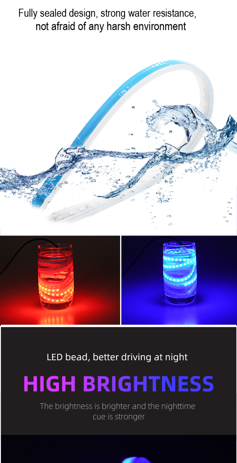 2pcs 12V Car LED Day Time Running Light Flexible Waterproof Strip Headlights DRL