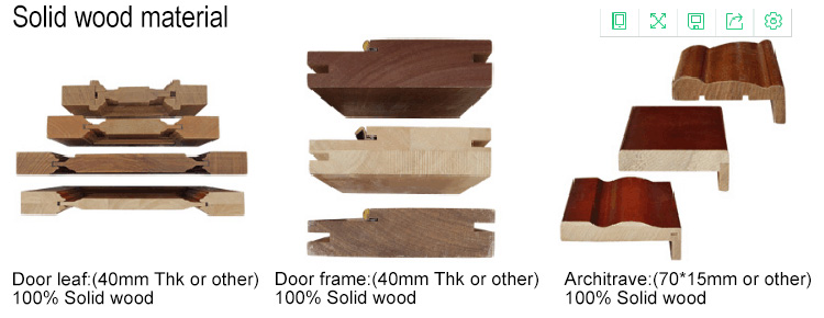 PU Painting Solid Wood Carved Doors 88cm Width Interior Wooden Door