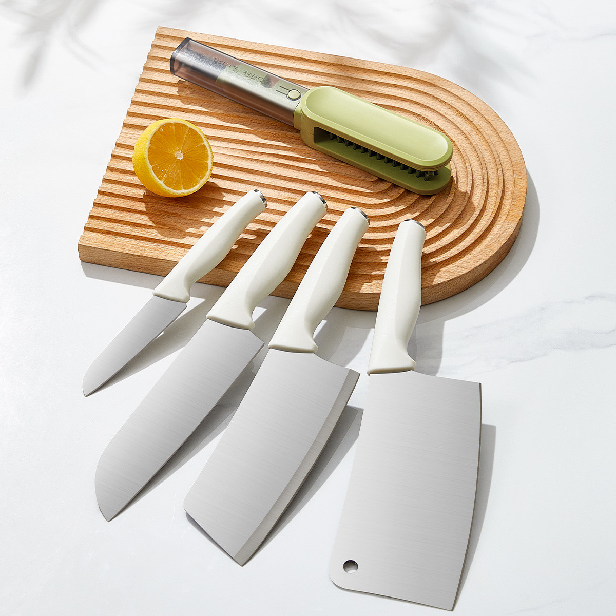 11CM Safety Guard Handle Knives Blade Cleaning Grinding Tools 4 In 1 Cutlery Cleaning Brush