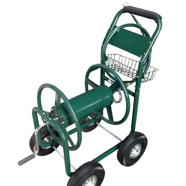 Iron Material for Long-Lasting Garden Water Hose Reel Cart With Four Metal