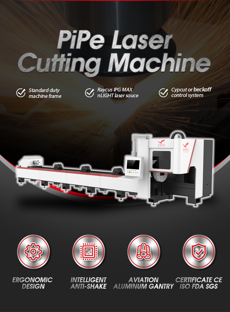 6012 Metal Round Square Tube Laser Cutting Machine Automatic Cnc Laser Tube Cutter 4000 KG