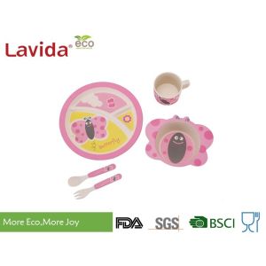 5 Pieces Baby Bamboo Dinnerware Unique Natural Rustic Texture Irregular