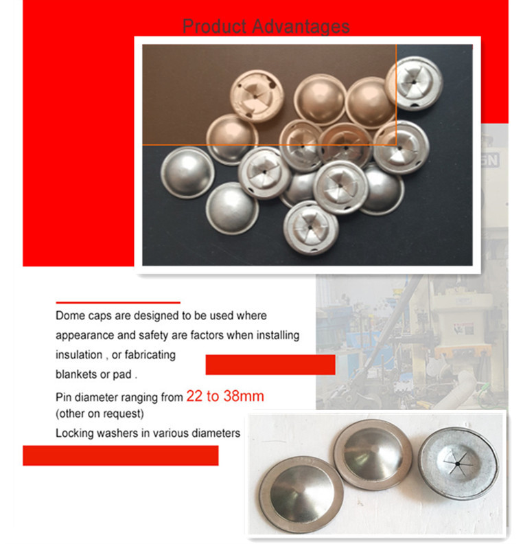 30mm Diameter Stainless Steel Insulation Dome Cap Washers For Fixing Insulation Pin