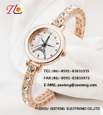 Classic elegant watch ladies fashion watch diamond inset metal band