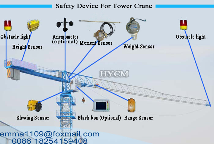 QTZ100 PT6013 Flattop Tower Crane Tip load 1.3tons Max. Load 8tons