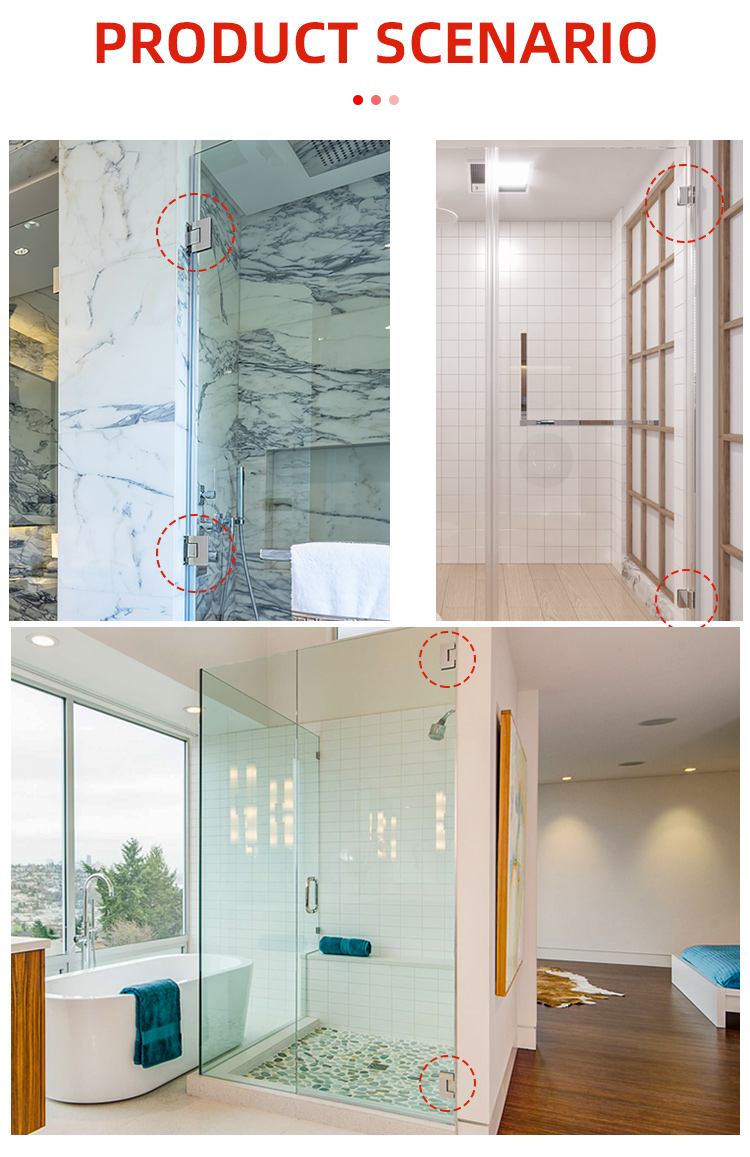 Open Style Hinge Glass Door Square Handle Kit for Whole Set Stainless Steel Shower