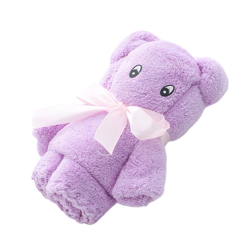 As shown Luxury Bear Towel Bath towel density coral velvet set absorbent cute soft gift