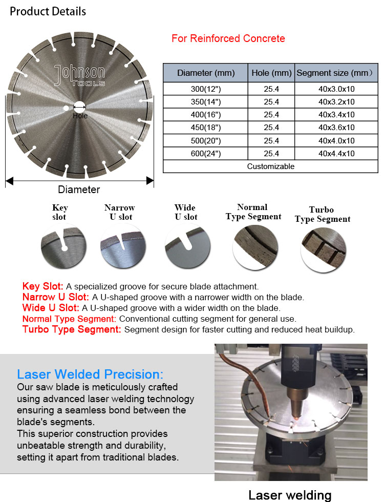 13.5" Soft Cut Concrete Blade Cutter Laser Welding
