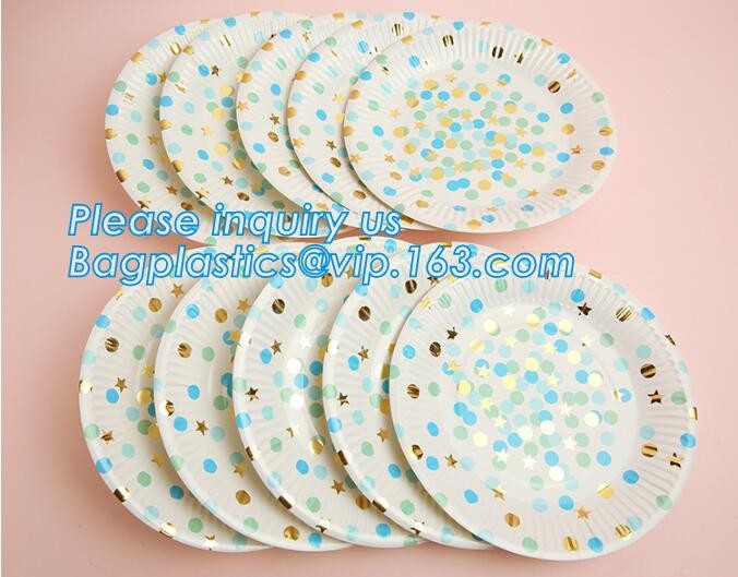 Party supplies, custom printing table rose gold paper biodegradable dinner disposable plate,Compostable Eco Friendly Env