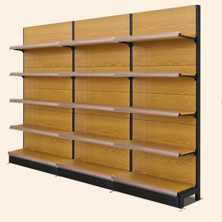 Custom Size Steel And Wood Retail Store Display Shelf Single Sided