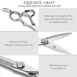 Damascus Pattern Antique Barber Scissors Sliding Cutting Customized Logo