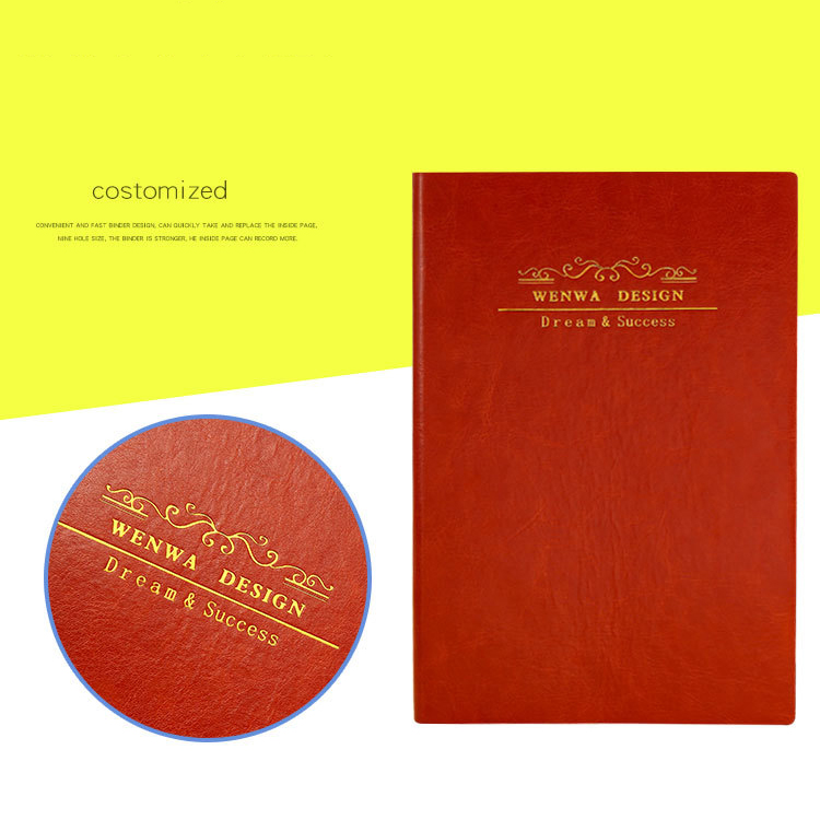 2 Colors Memo Pads Style Custom A5 Hardcover PU Leather Journal Planner Printing