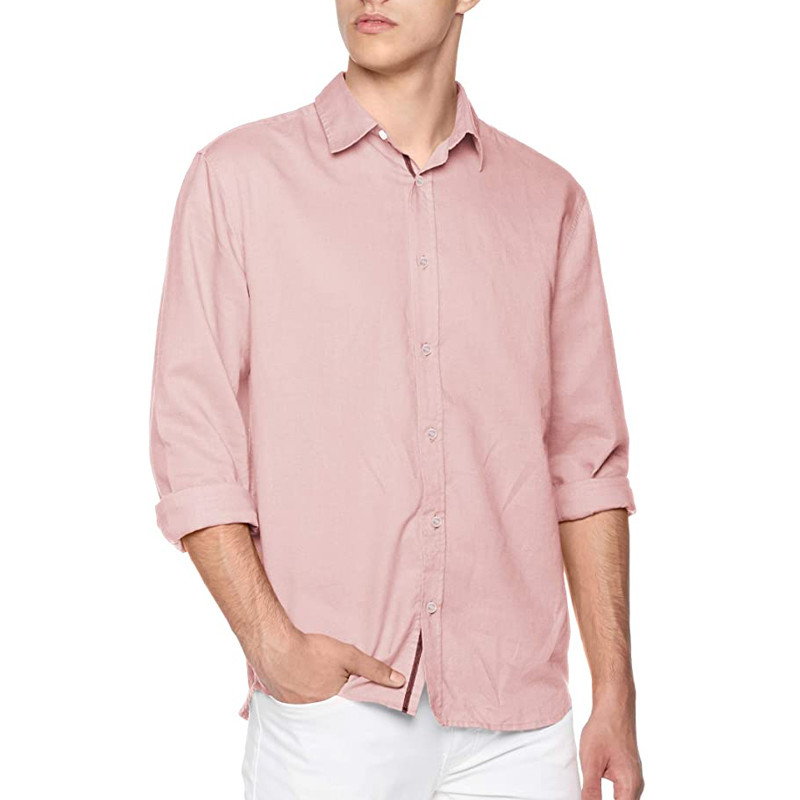 4 Seasons Cotton Men's Casual Linen Shirts Lightweight Long Sleeve