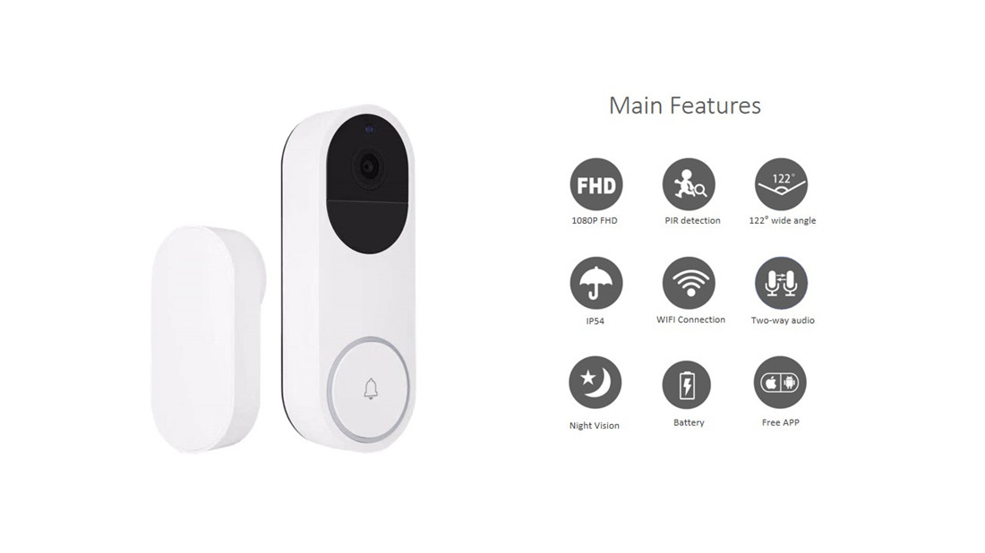 Smart Wireless Battery Doorbell Camera(E93EH22)