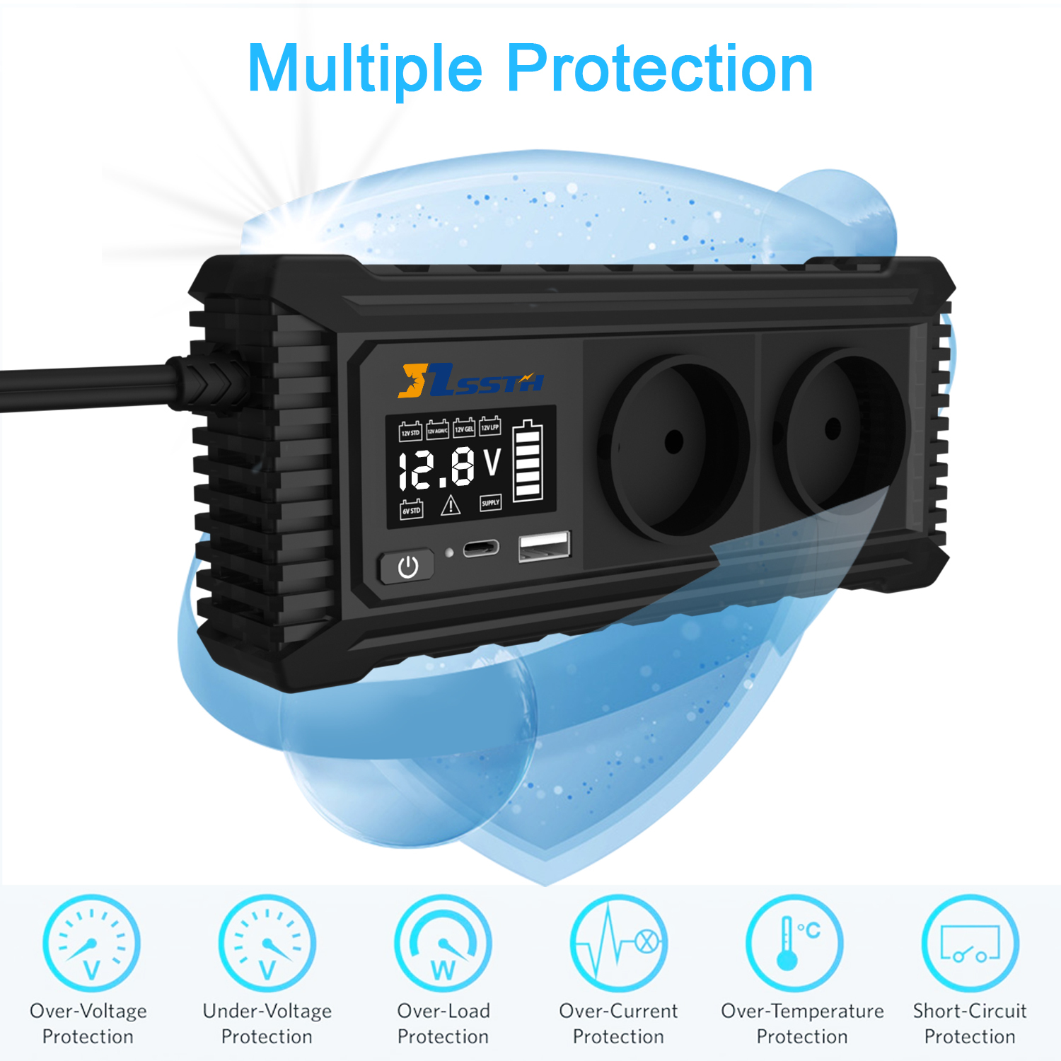 12V to 110V 220V Car Power Inverter with USB Plug and Socket