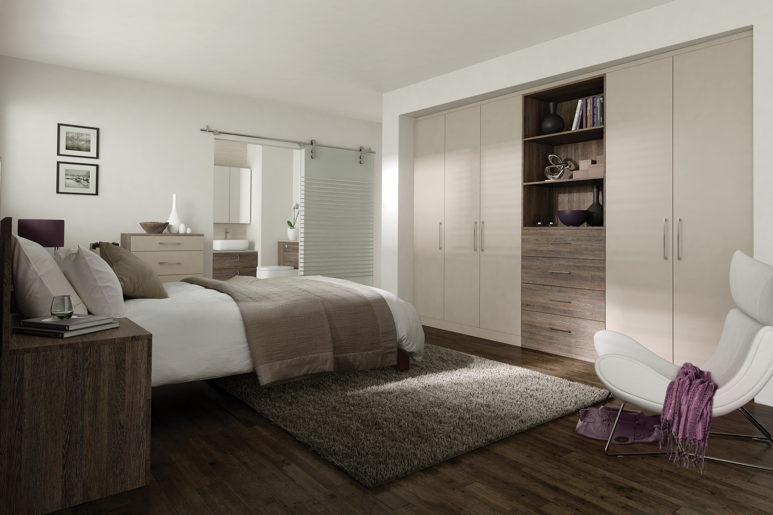 Modern Furniture Set for Bedroom Wardrobe Wall Built-in Design and 2D / 3D Options
