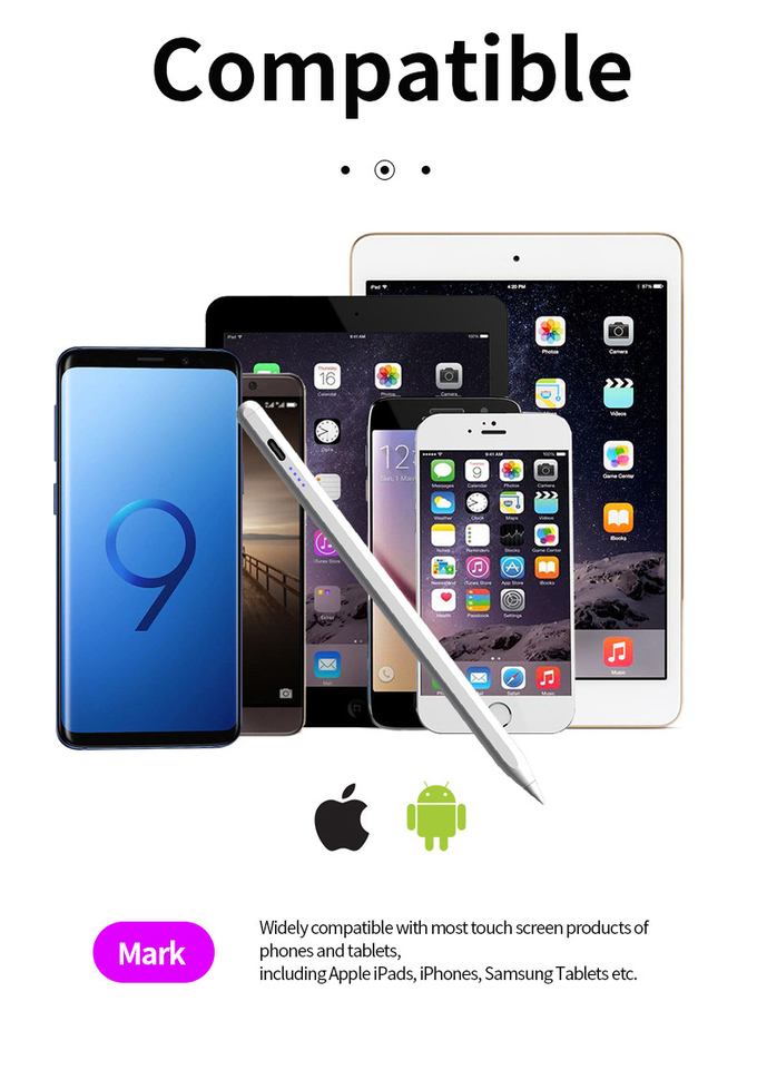 Soft Tip Touchscreen Stylus Pen White Drawing Stylus Pen For Ipad