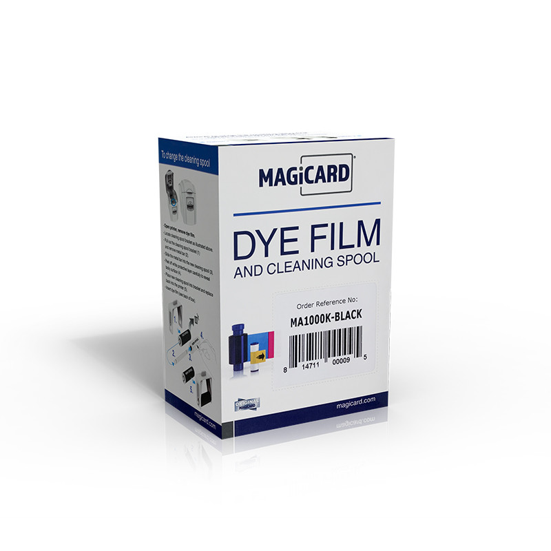 MA1000K-BLACK Original Magicard Ribbon Dye Film And Cleaning Spool 1000 prints/roll
