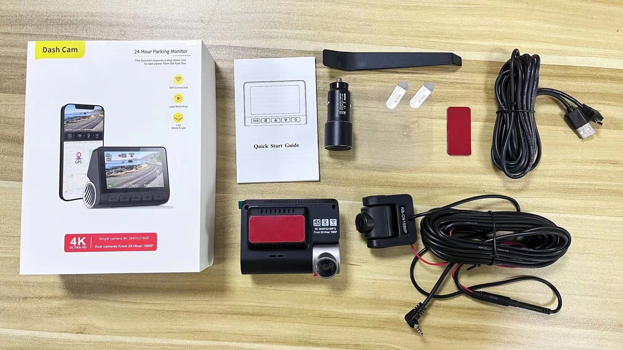 2K UHD Car Dash Cam GPS WiFi Car Camera Recorder 24H Parking Monitor