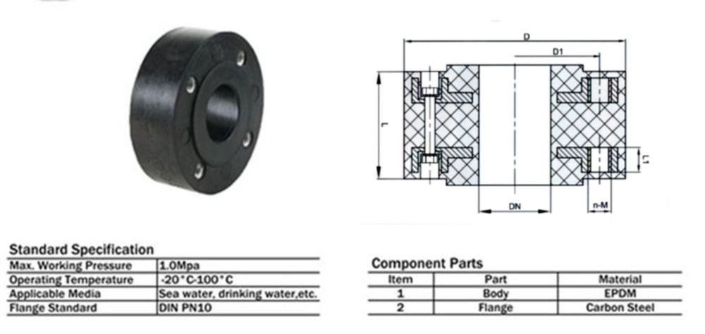 RFJH Rubber Metal Pipe Connector Pipe Fittings 100℃ for Drinking Water