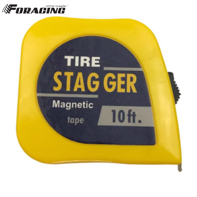 Custom Logo Yellow Magnetic Racing Tire Stagger Tape Measure with 10 Feet Length and 1/4" Blade Width