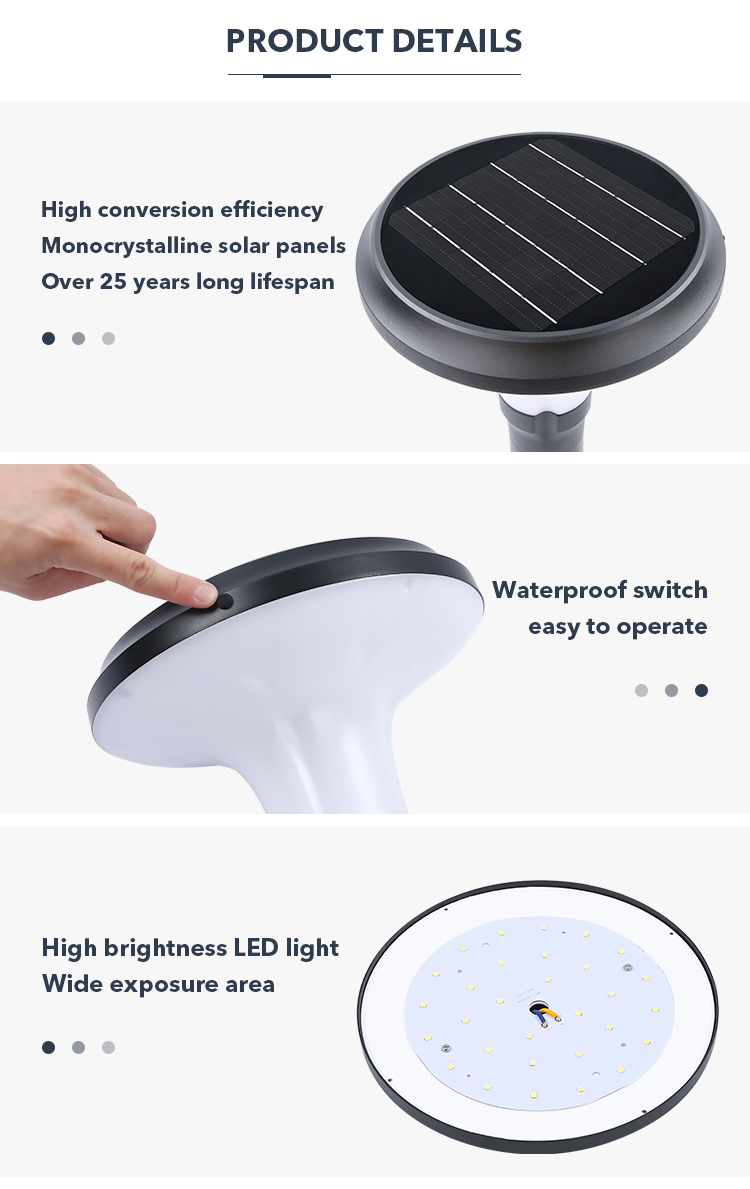 OEM Outdoor Garden Solar Column Pillar Lights 150 Lumens Weatherproof