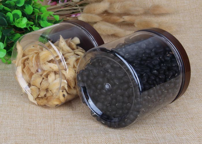 480ml Thick Transparnt PET Food Plastic Packaging Cylinder Cans OEM
