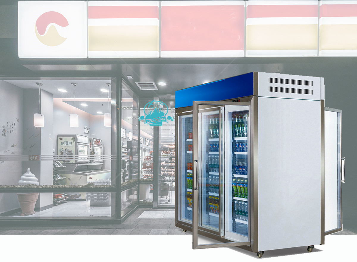 Commercial Front And Rear Open Style Air Cooling Cold Drink Refrigerator Glass Door Fridge , Convenience Store Beverage