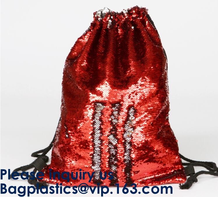 Fashion Bling Sublimation Strapping Sequin Drawstring Backpack Bag,Glitter Mermaid Flip Sequin Bag Outdoor Shoulder Reversib