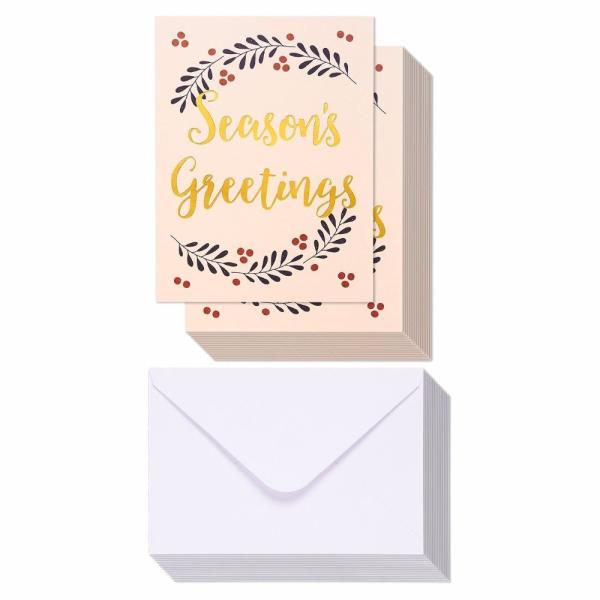 Merry Christmas Greeting Cards Bulk Box Set - Winter Holiday Xmas Greeting Cards