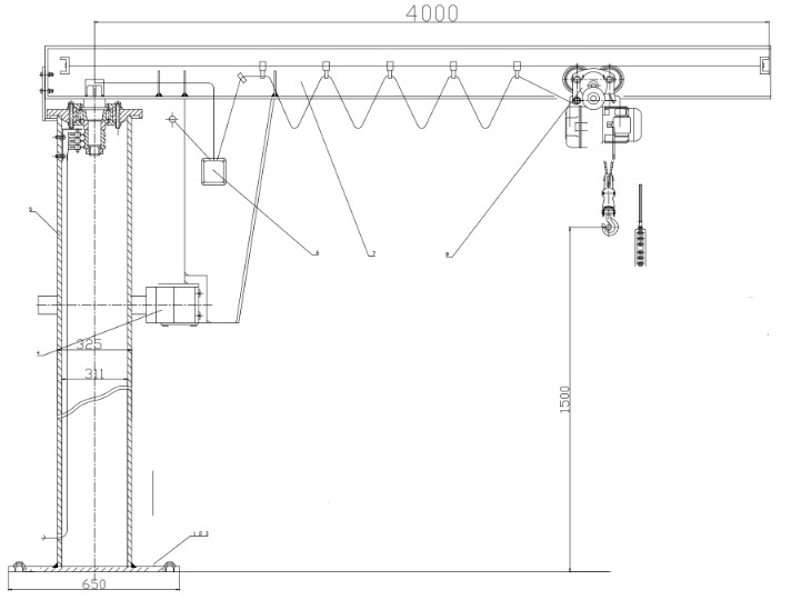 Electric Hoist 5T Pillar Mounted Jib Crane Free Standing