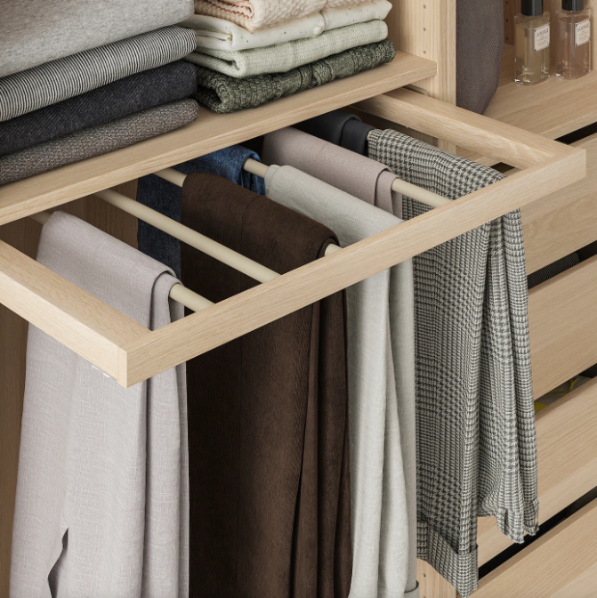 2024 Popular Gray Shaker Door Wardrobe Modern Wood Style for Home Cloth Shelf Closets