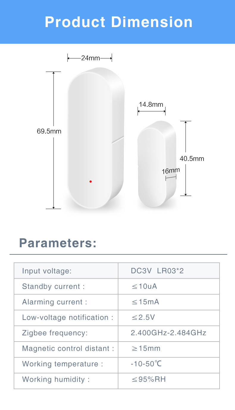 Zigbee Tuya Smart Door And Window Sensor Through App Remote Control Support Voice Control Alexa Google Assistant