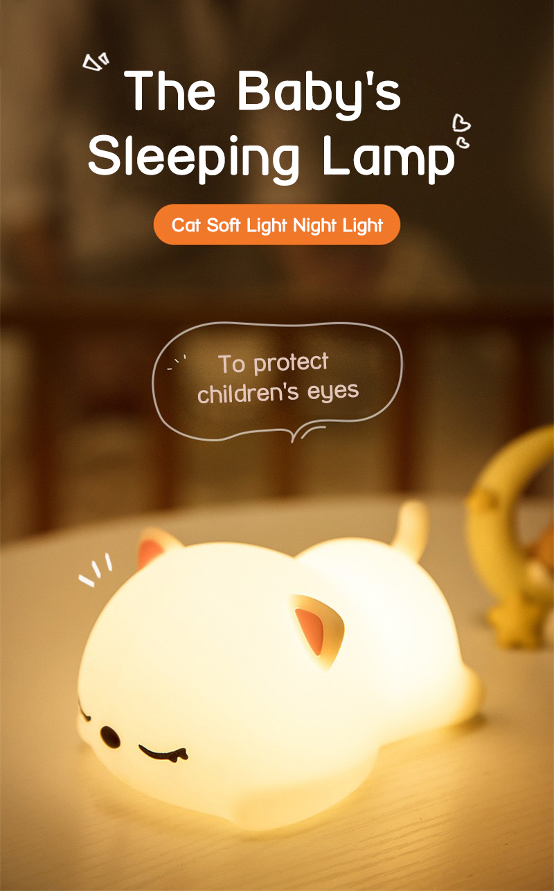 Soft Silicone Rabbit Kids Nursery Bedside Nightlight Lamp Gifts Touch Sense RGB LED Bunny Night Light