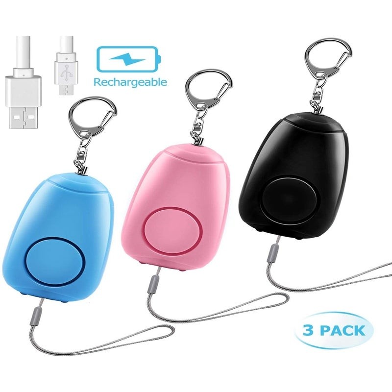 Rechargeable DC5V Police Approved Personal Security Alarms Pink Black Blue 130mAh