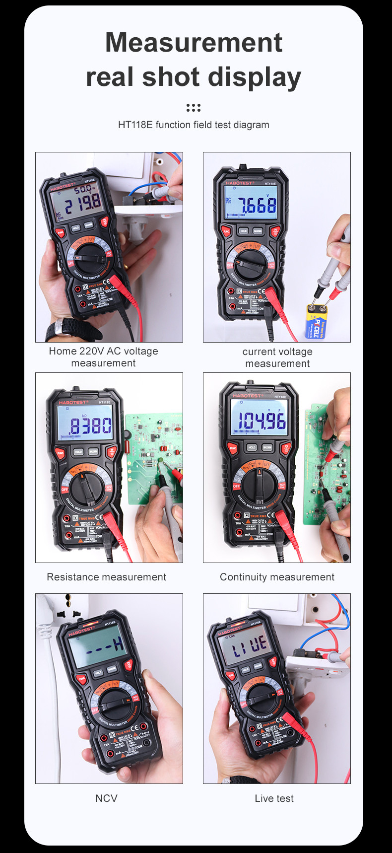 HT118E Digital Multimeter 20000 Counts True Rms NCV HZ Multimeters Transistor Tester Voltimetro Capacitance Meter