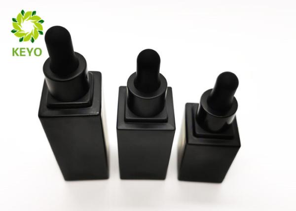 Matte Black Glass Empty Cosmetic Bottles For Essential Oil / Serum 20ml 30ml