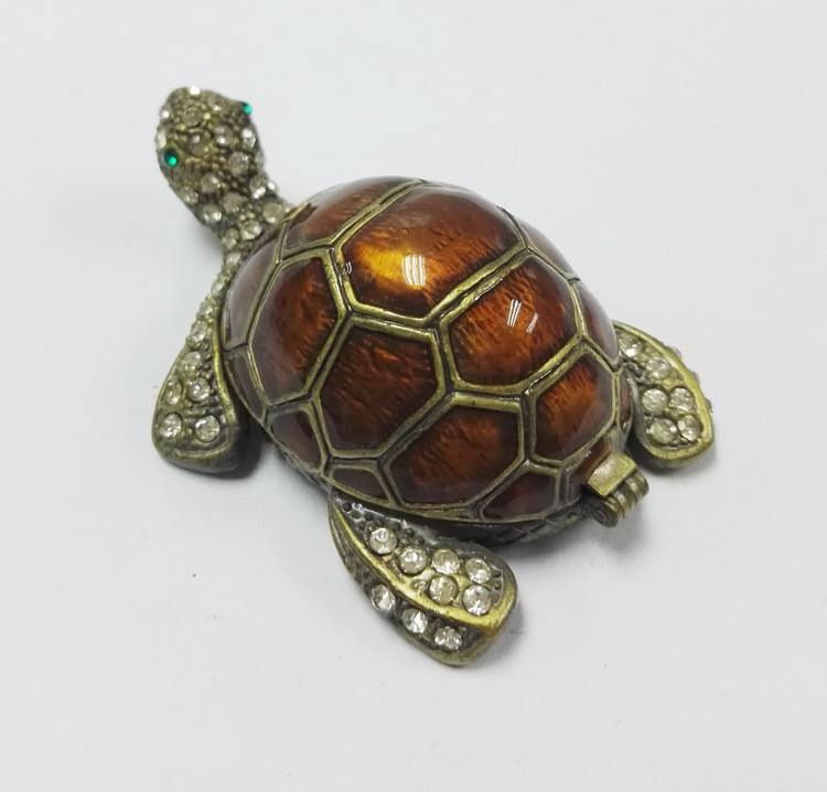 Turtle Animal pewter jewelry box turtle diamond decoration trinket jewelry box