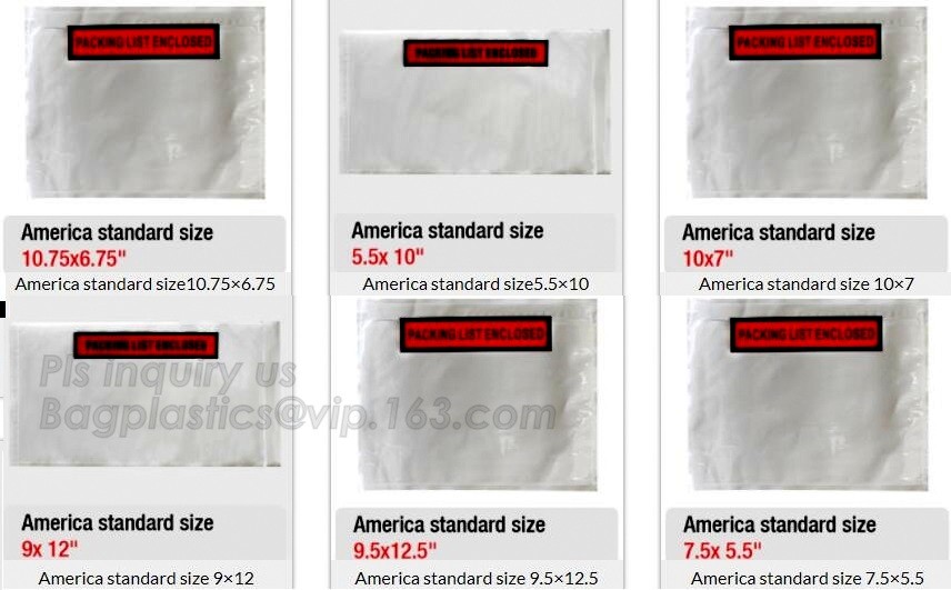 PP film 178*140mm invoice enclosed packing list envelopes, DHL Shipping pockets for waybill, A4 size plastic packing lis