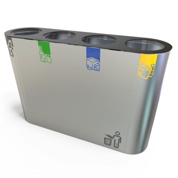 L800mm*W350mm*H900mm Multi Compartment Trash Can Without Lid