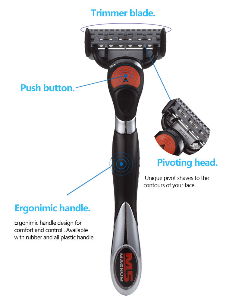Private Label 3-5Blades Manual Best 5 Five Blade Cartridge System Razors for Men