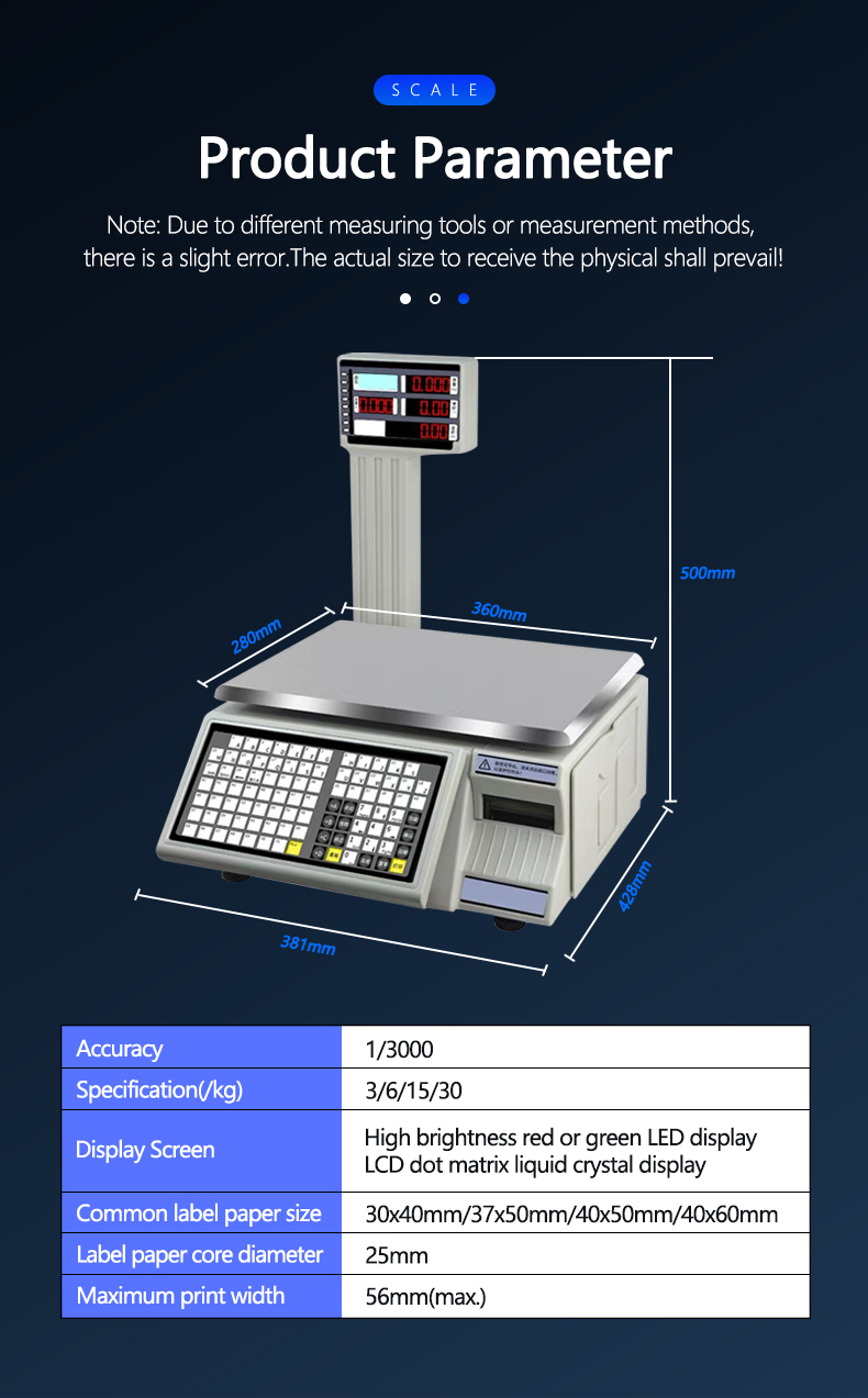 3kg Foldable Label Printing Weighing Scale Barcode Digital Computing Machine Scale Weight