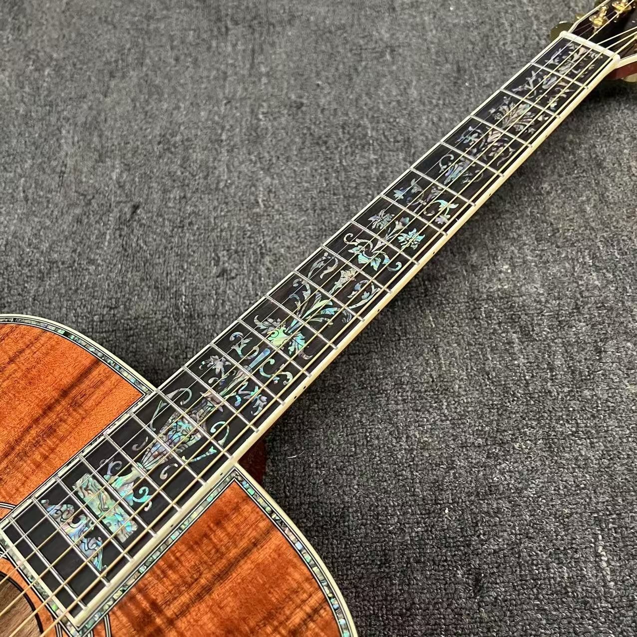 Left Handed D Body Solid Koa Top Acoustic Guitar with KOA Wood Back Side Abalone Binding Life Tree Inlay Deluxe KOA Guitar OEM