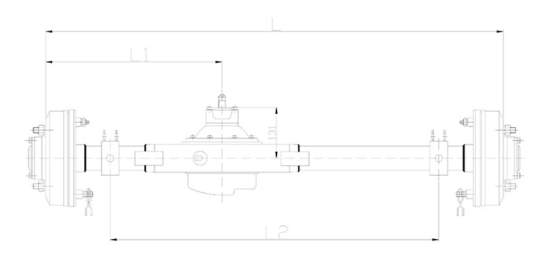 Cargo Tricycle Rear Axle Full Floating Type With 220mm Mechanical Drum Brake