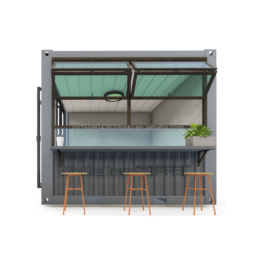 10ft Mini Pop-up Shop Container Coffee Shop Bar Fast-food Restaurant Convenience Store with Aluminum Alloy Windows