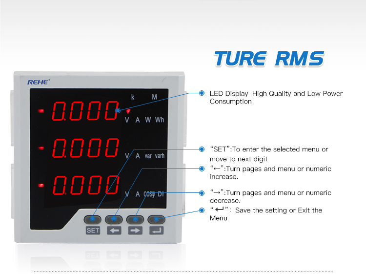 High quality True RMS Digital current voltage frequency amp volt hz multimeters