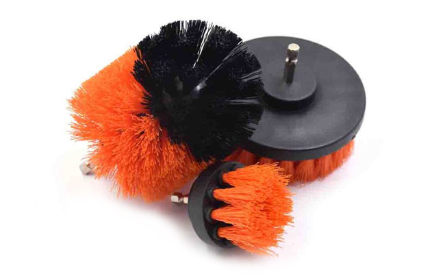 Black 3 Pcs Power Scrubber Brush Set Heavy Duty Stiff Bristle Non Scratchy