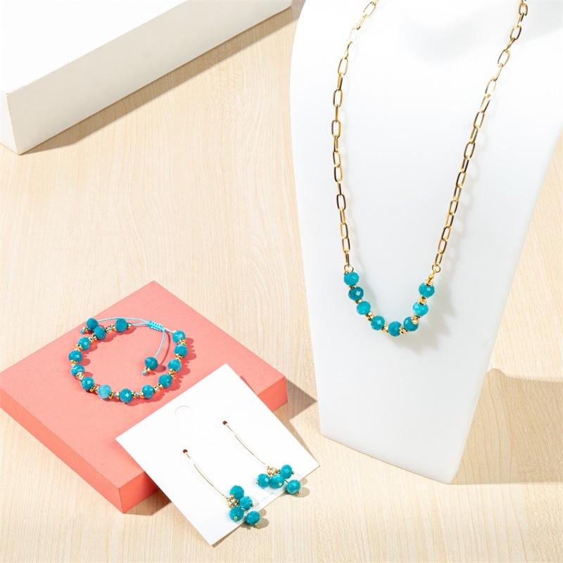 Yoga Style Blue Multicolor Beaded Necklace Fall Season For Teen