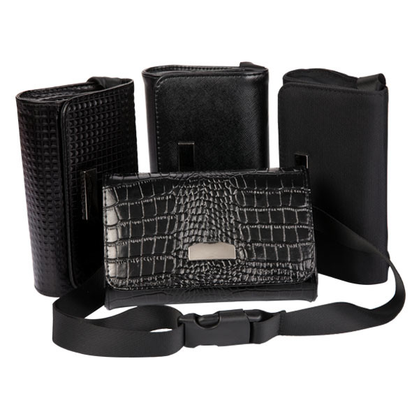 Black Fashion Waterproof Waist Bag Portable For Jewelry Leather Material