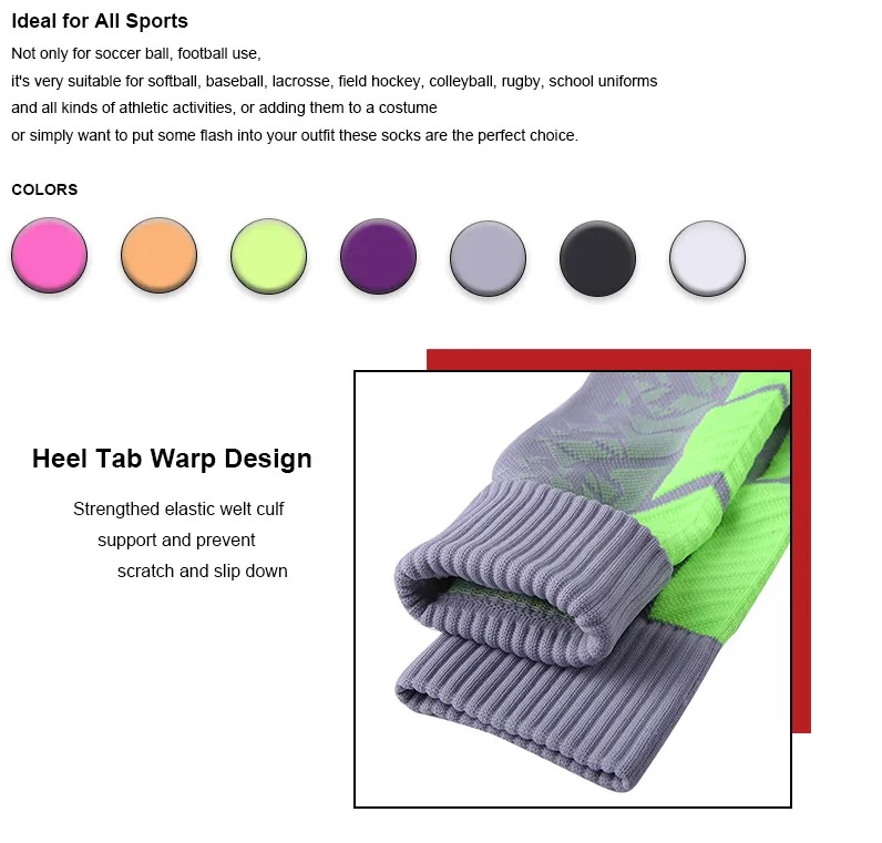 Breathable High Knee Soccer Socks with Custom Anti-Slip Design and Standard Thickness
